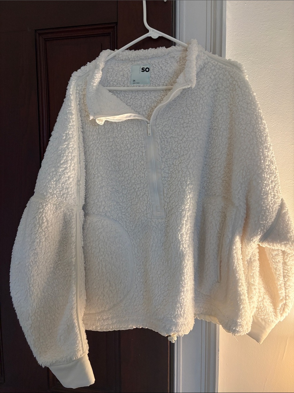 SO Ivory Sherpa Half-Zip Jacket